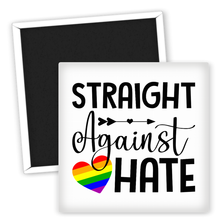 Zum Produkt Kühlschrankmagnet Straight Against Hate mit Regenbogenherz