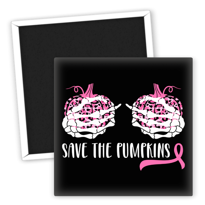 Zum Produkt Kühlschrankmagnet Save the Pumpkins mit pinkem Motiv