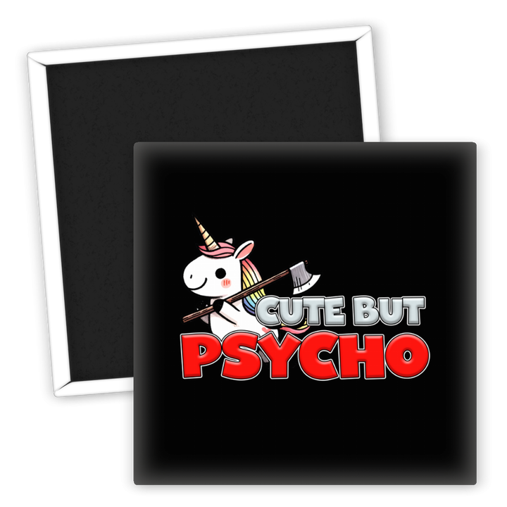 Zum Produkt Kühlschrankmagnet Cute but Psycho mit Einhorn-Motiv