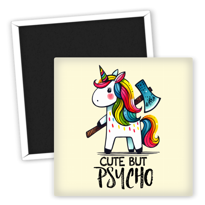 Zum Produkt Kühlschrankmagnet Cute but Psycho Einhorn mit Axt