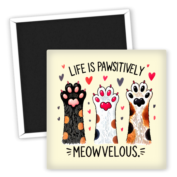 Zum Produkt Kühlschrankmagnet Life is Pawsitively Meowvelous Katzenliebhaber
