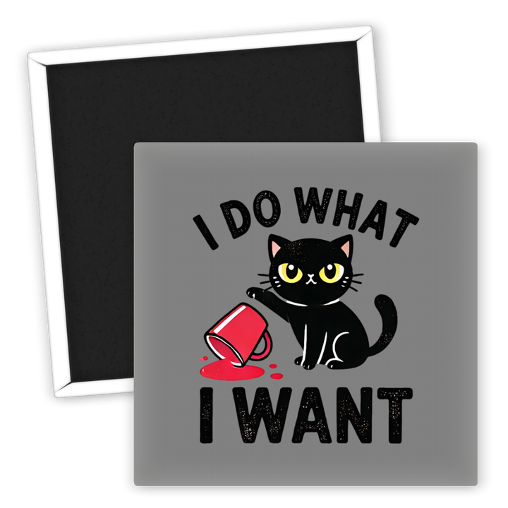 Zum Produkt Katzen Kühlschrankmagnet I do what I want mit schwarzer Katze