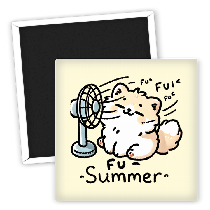 Zum Produkt Kühlschrankmagnet Sommerkatze mit Ventilator Motiv
