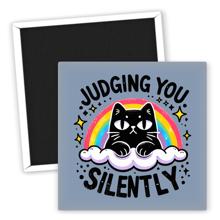 Zum Produkt Kühlschrankmagnet Judging You Silently mit Katzenmotiv