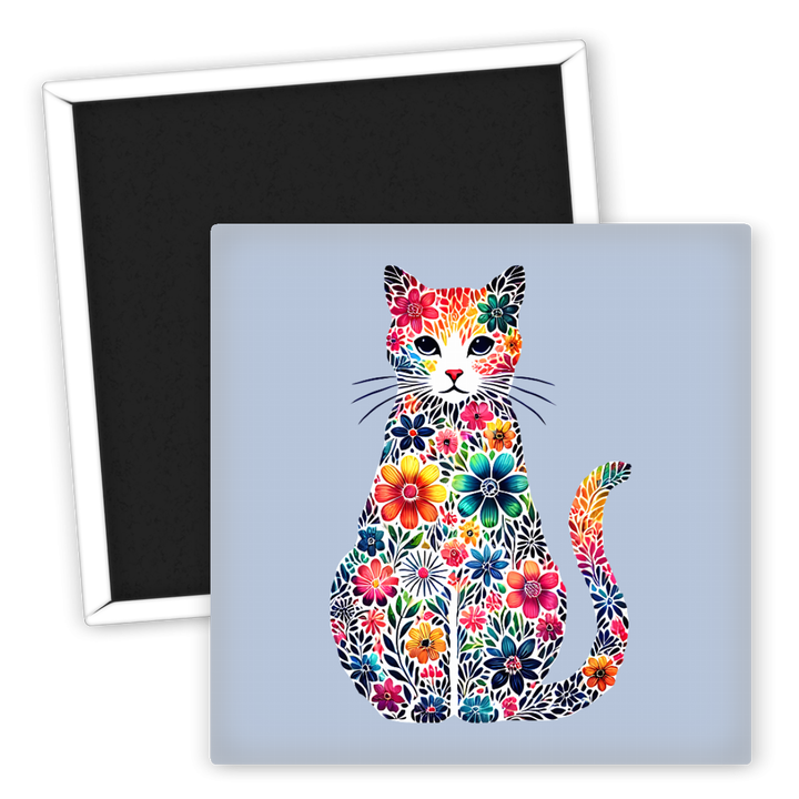 Zum Produkt bunte Katzenblumen Kühlschrankmagnet für Katzenliebhaber