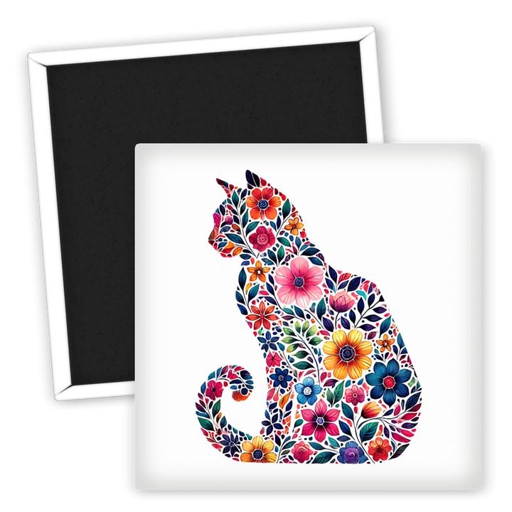 Zum Produkt Katzenliebhaber Kühlschrankmagnet mit floralem Katzenmotiv