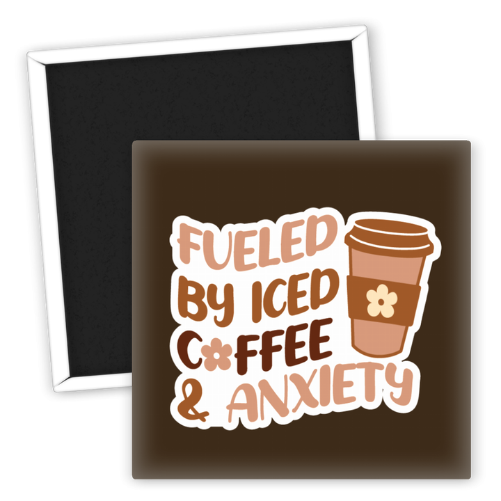 Zum Produkt Fueled by Iced Coffee and Anxiety Kühlschrankmagnet