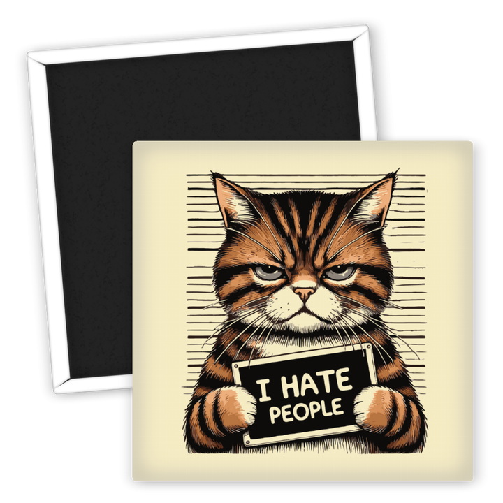Zum Produkt Kühlschrankmagnet I HATE PEOPLE mit niedlicher Katze