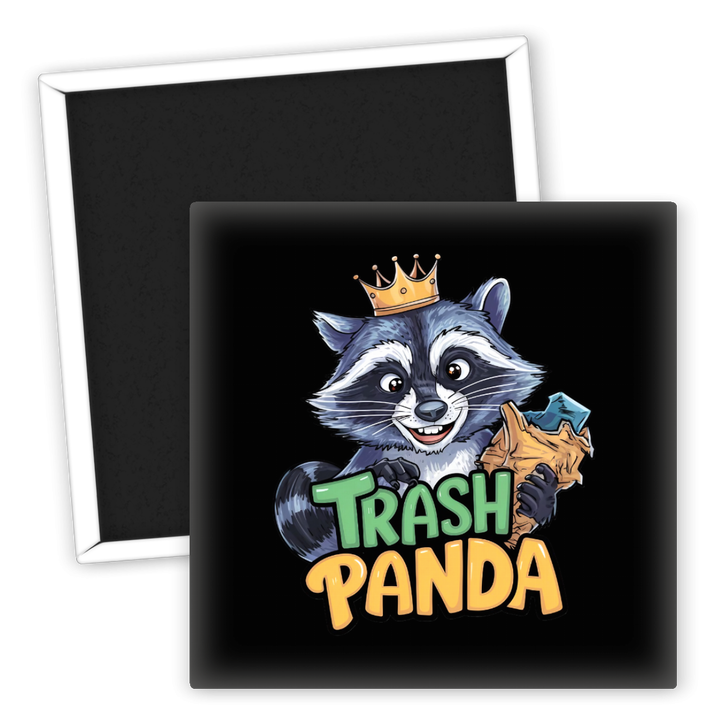 Zum Produkt Kühlschrankmagnet Trash Panda mit Krone und Eiscreme-Motiv
