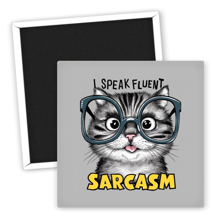 Zum Produkt Kühlschrankmagnet I Speak Fluent Sarcasm mit Katzenmotiv