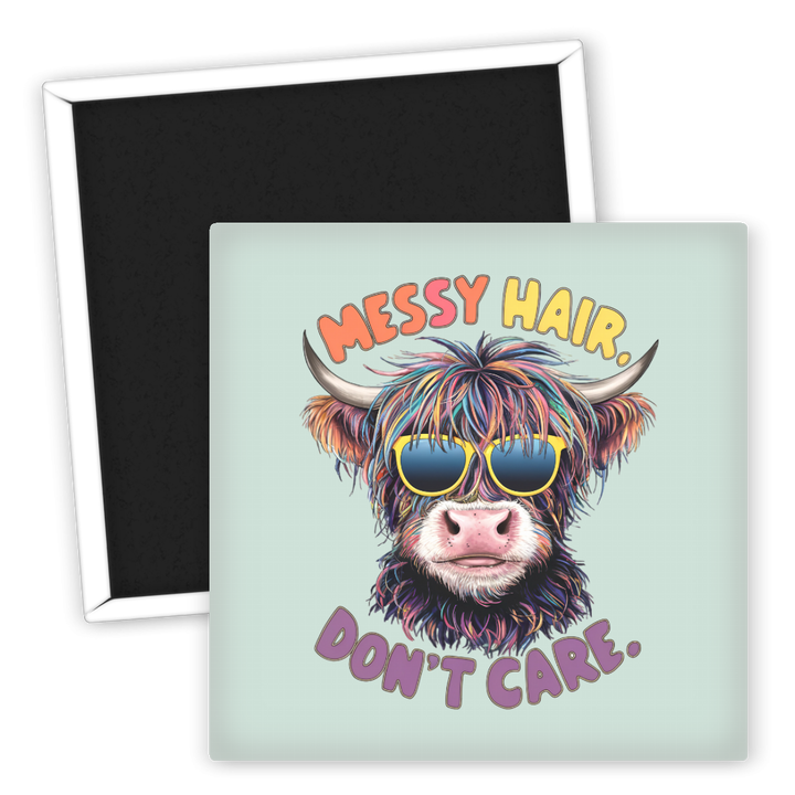 Zum Produkt Messy Hair Don't Care Kühlschrankmagnet mit Spruch
