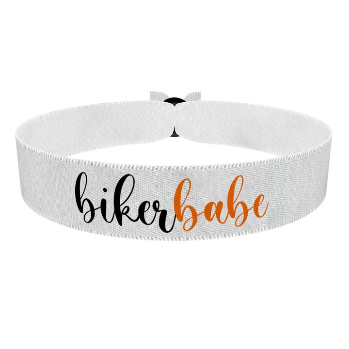 Zum Produkt Bikerbabe weiß/orange Stoffarmband