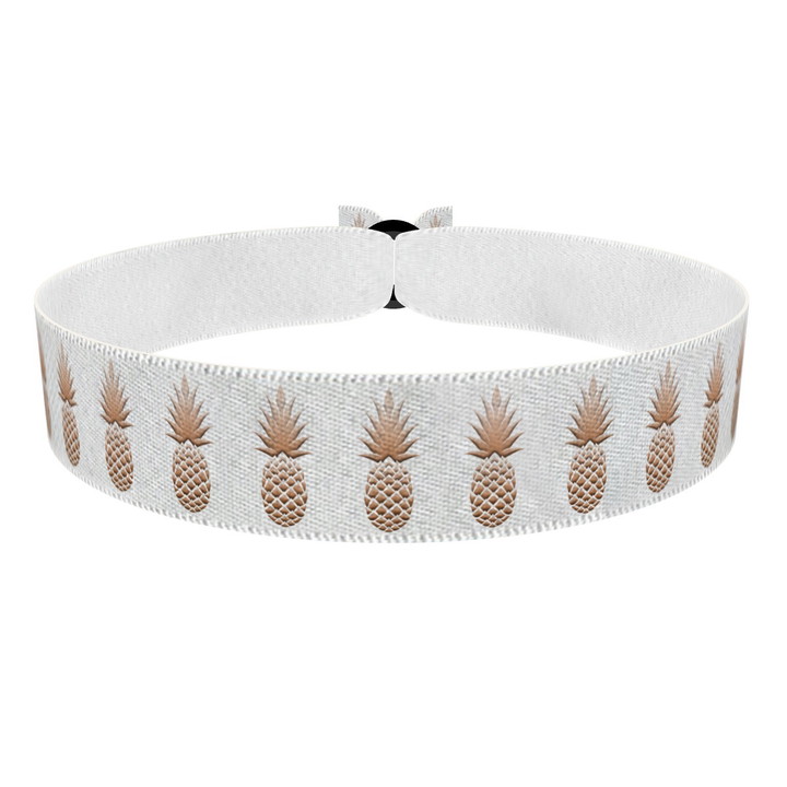Zum Produkt Ananas weiß/gold Stoffarmband