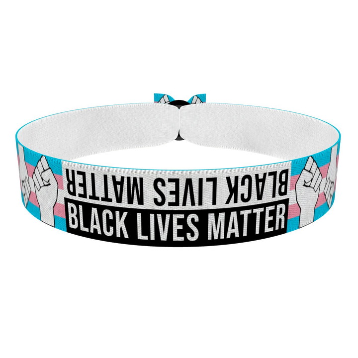 Zum Produkt BLM Text Fäuste Transgender weiß Stoffarmband