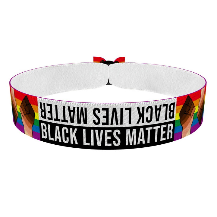 Zum Produkt BLM Fäuste Skin LGBTQ Kontur schwarz Stoffarmband