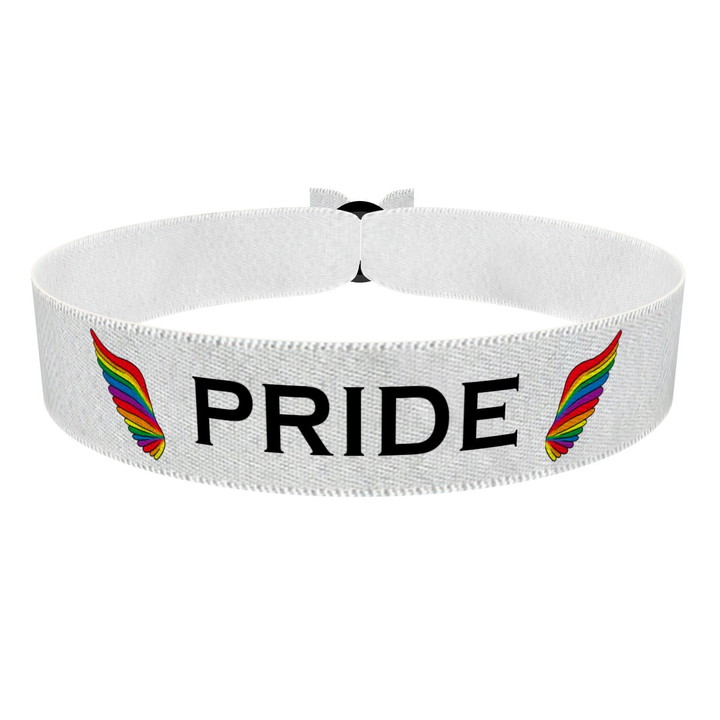 Zum Produkt PRIDE Genderflügel weiß Stoffarmband