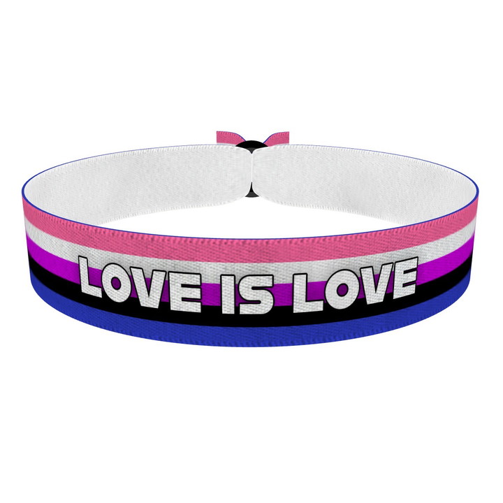 Zum Produkt Genderfluid - Love is Love weiß Stoffarmband
