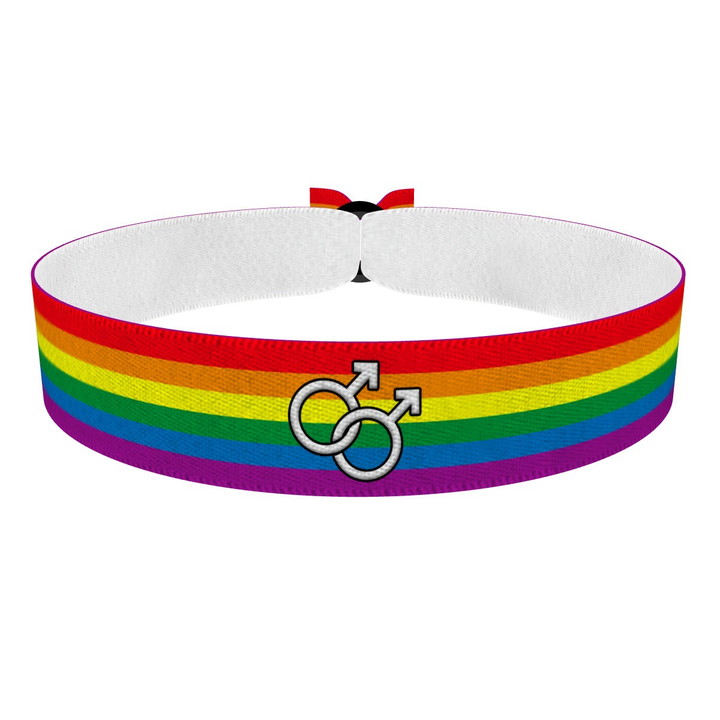 Zum Produkt LGBTQ Rainbow Gay Symbols Stoffarmband