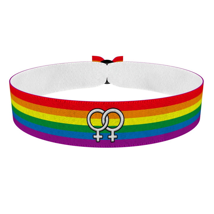 Zum Produkt LGBTQ Rainbow Lesbian Symbols Stoffarmband
