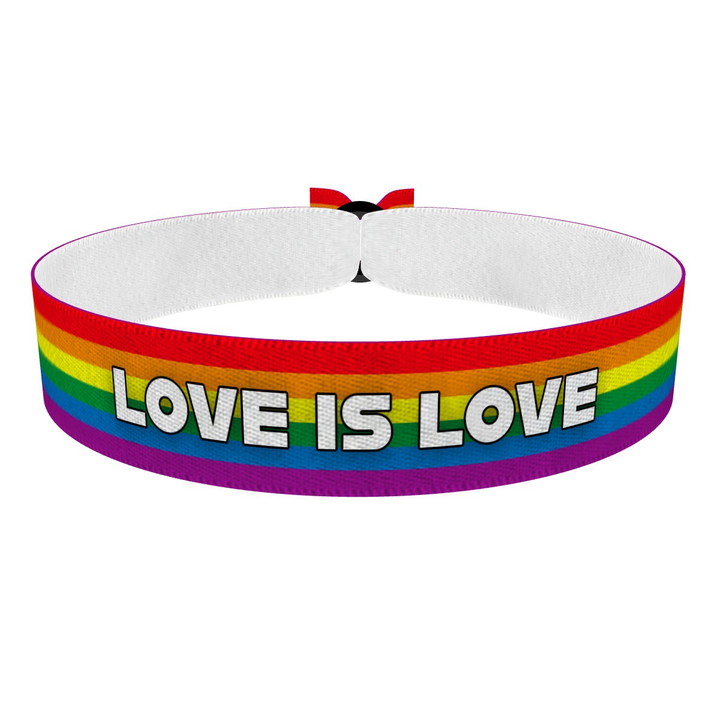 Zum Produkt LGBTQ Rainbow - Love is Love weiß Stoffarmband