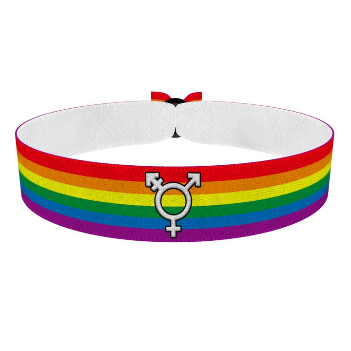 Zum Produkt LGBTQ Rainbow Transgender Symbol Stoffarmband