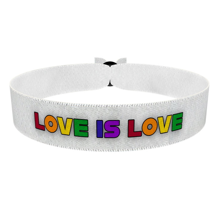 Zum Produkt Love is Love weiß/bunt Stoffarmband