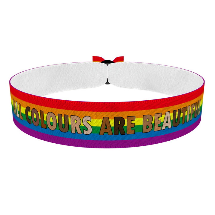 Zum Produkt All colours are beautiful rainbow Stoffarmband