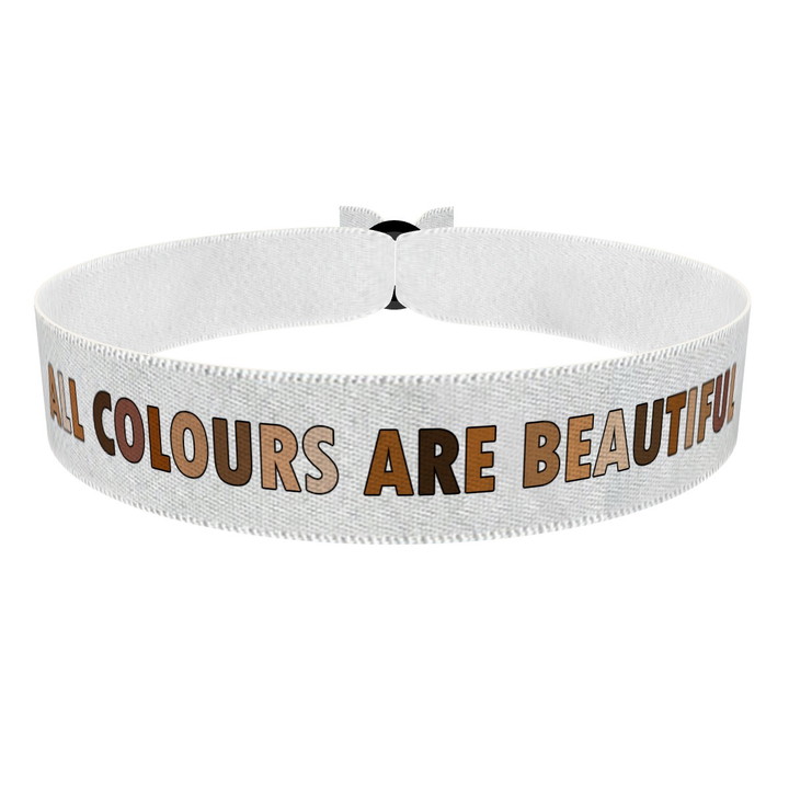 Zum Produkt All colours are beautiful weiß Stoffarmband