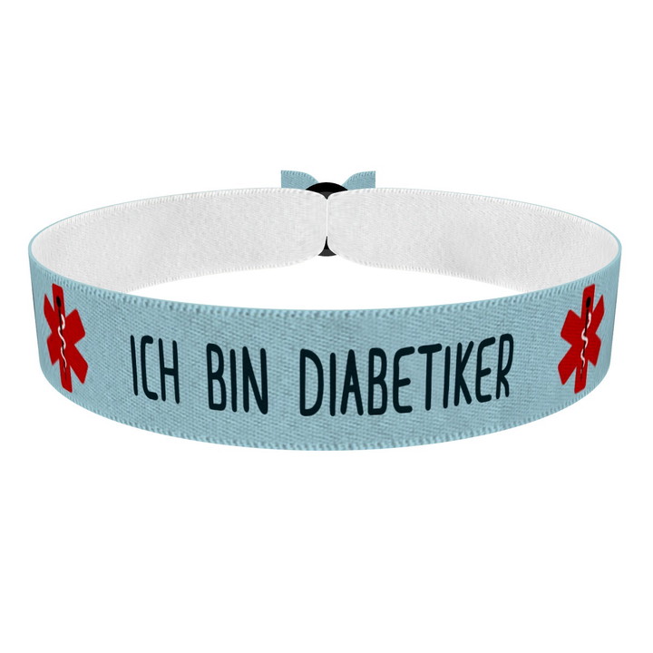 Zum Produkt Ich bin Diabetiker blau Stoffarmband