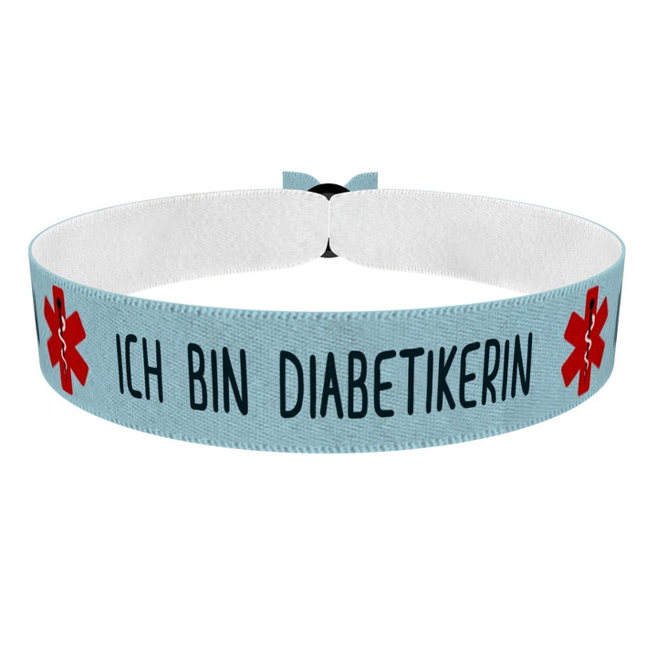 Zum Produkt Ich bin Diabetikerin blau Stoffarmband