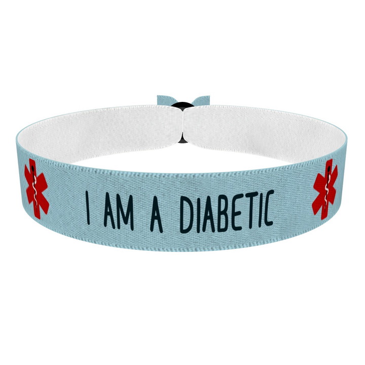 Zum Produkt I am a diabetic blau Stoffarmband