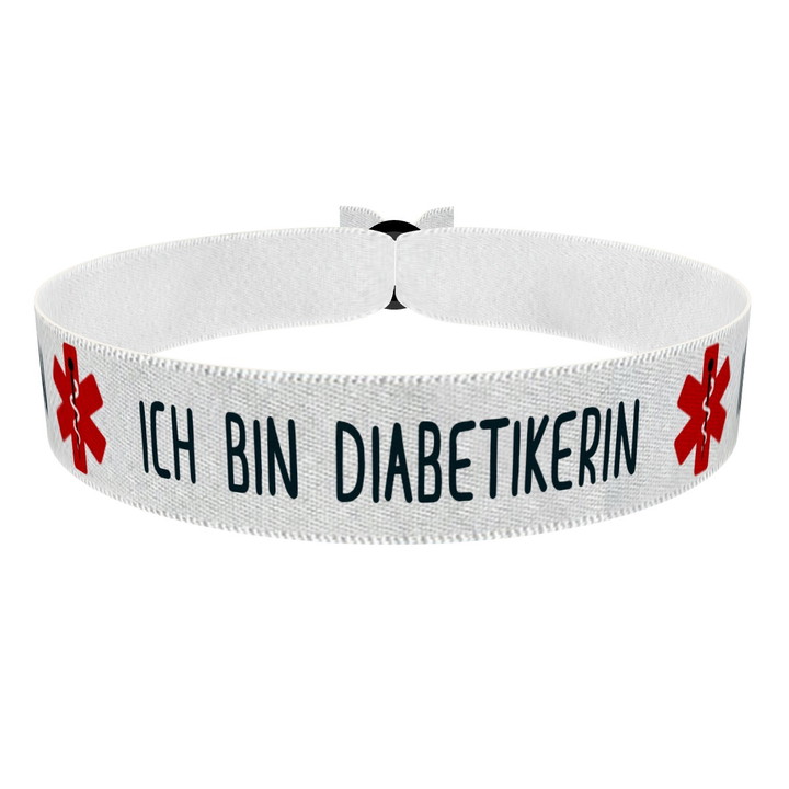 Zum Produkt Ich bin Diabetikerin weiß Stoffarmband