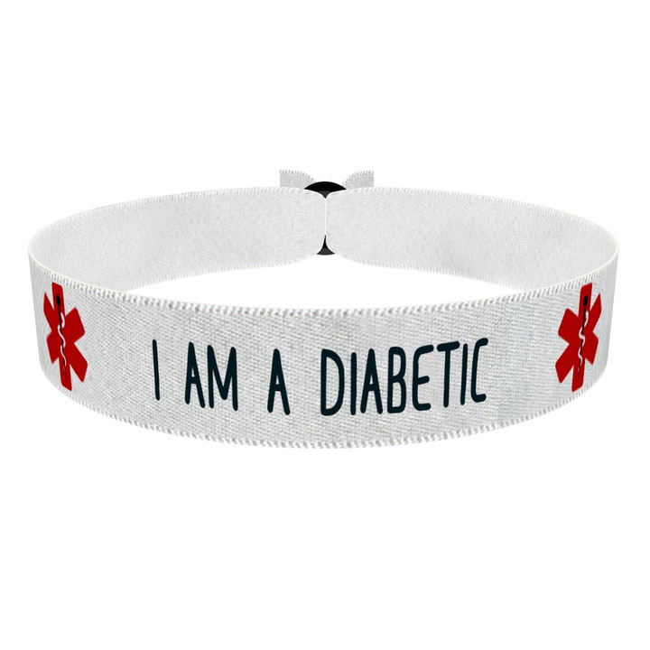 Zum Produkt I am a diabetic weiß Stoffarmband