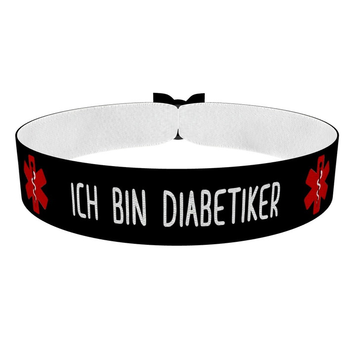 Zum Produkt Ich bin Diabetiker schwarz Stoffarmband
