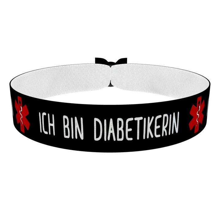 Zum Produkt Ich bin Diabetikerin schwarz Stoffarmband