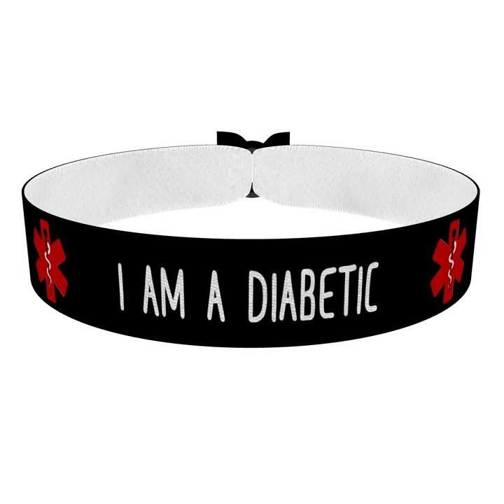 Zum Produkt I am a diabetic schwarz Stoffarmband