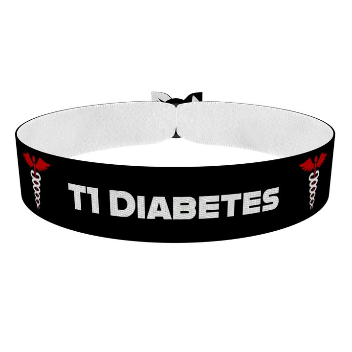 Zum Produkt T1 Diabetes schwarz Stoffarmband