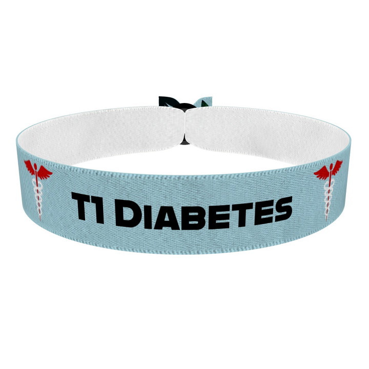 Zum Produkt T1 Diabetes blau Stoffarmband