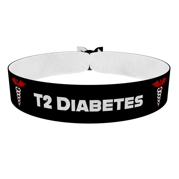 Zum Produkt T2 Diabetes schwarz Stoffarmband