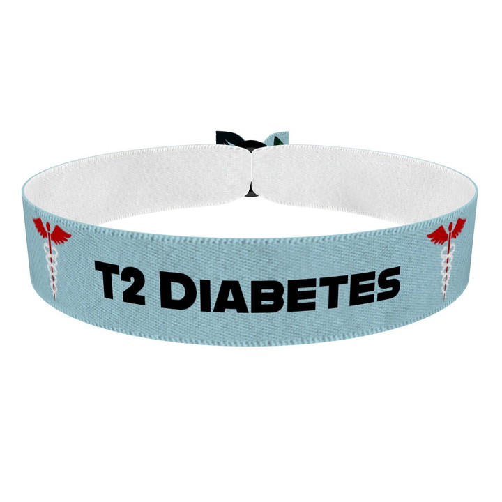 Zum Produkt T2 Diabetes blau Stoffarmband