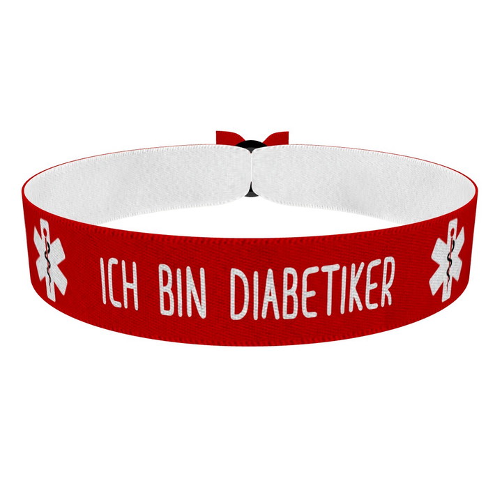 Zum Produkt Ich bin Diabetiker rot Stoffarmband
