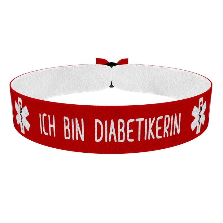 Zum Produkt Ich bin Diabetikerin rot Stoffarmband