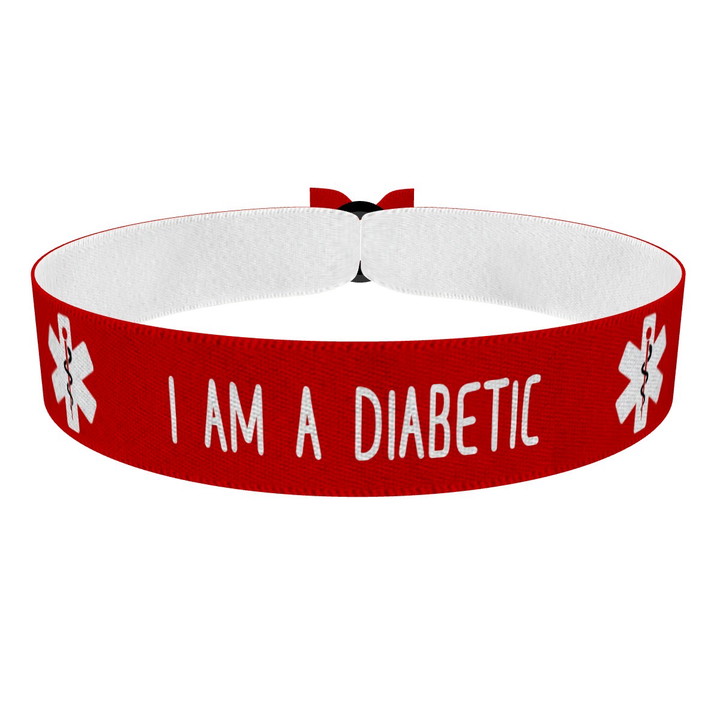 Zum Produkt I am a diabetic rot Stoffarmband