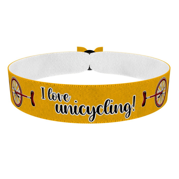 Zum Produkt I love unicycling yellow Stoffarmband
