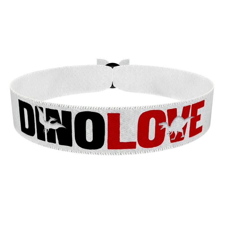 Zum Produkt Dinolove weiß Stoffarmband