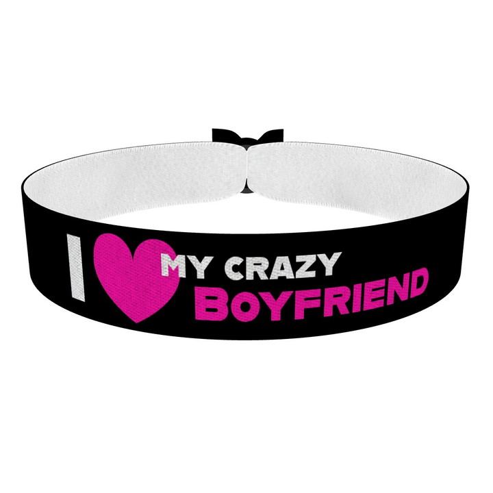 Zum Produkt I love my crazy boyfriend Stoffarmband