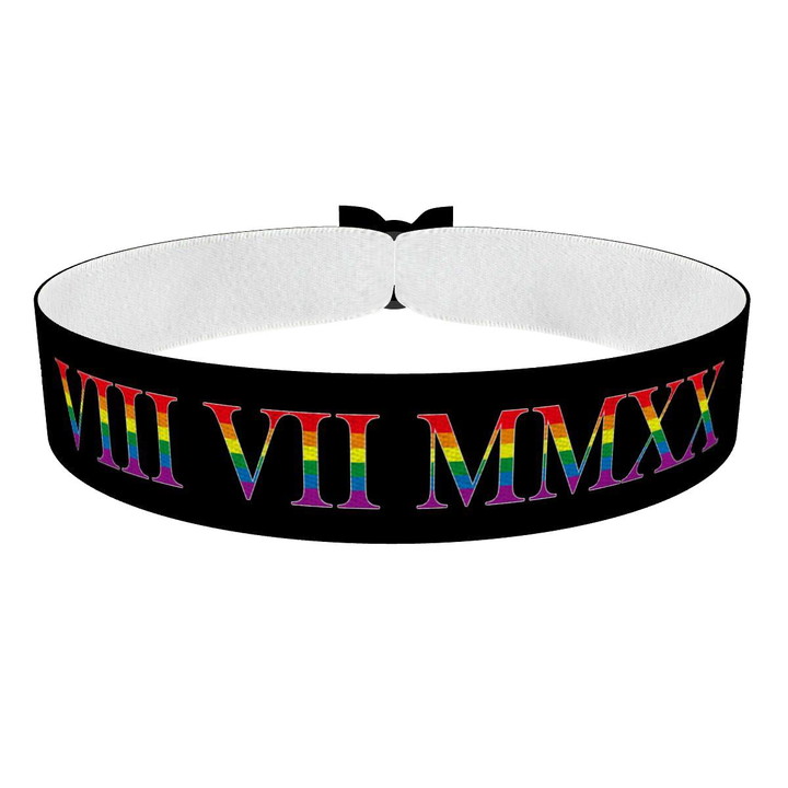 Zum Produkt LGBTQ Römisches Datum schwarz Stoffarmband