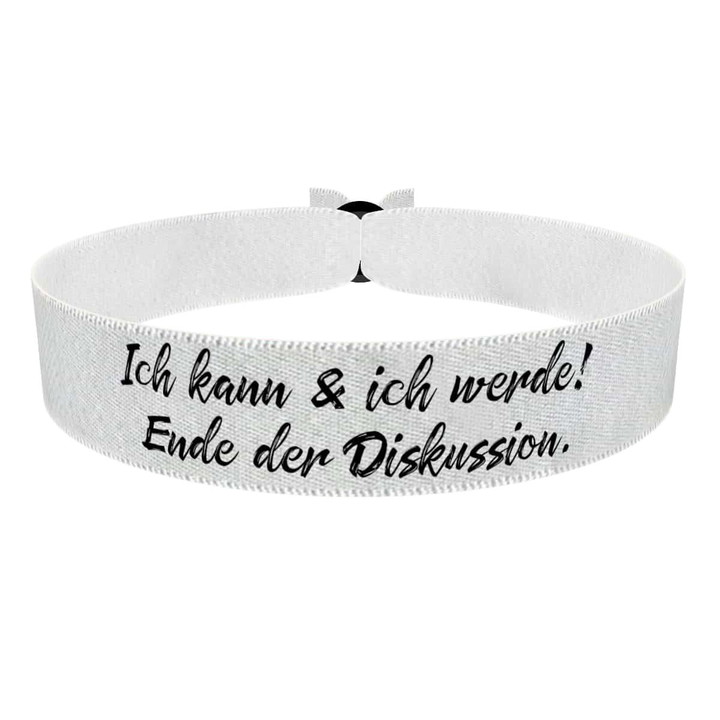 Zum Produkt Ich kann & ich werde weiß Stoffarmband