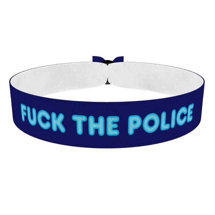 Zum Produkt Fuck the Police blau Stoffarmband
