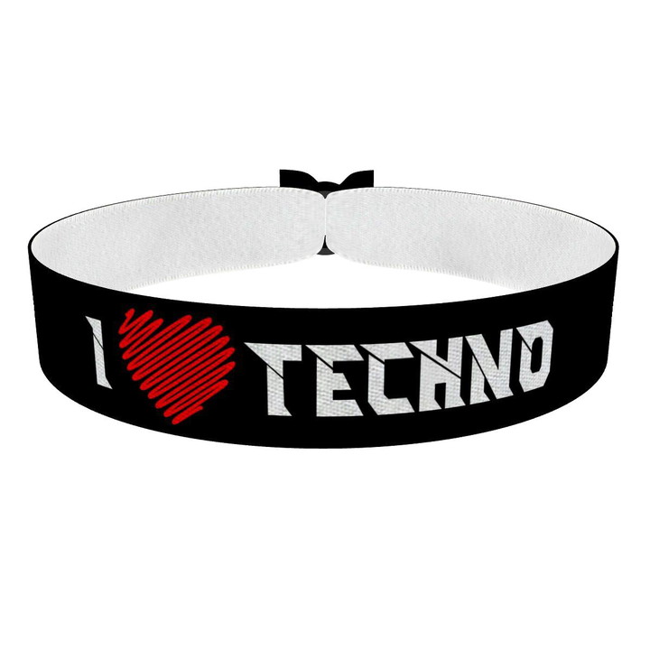 Zum Produkt I Love Techno schwarz Stoffarmband